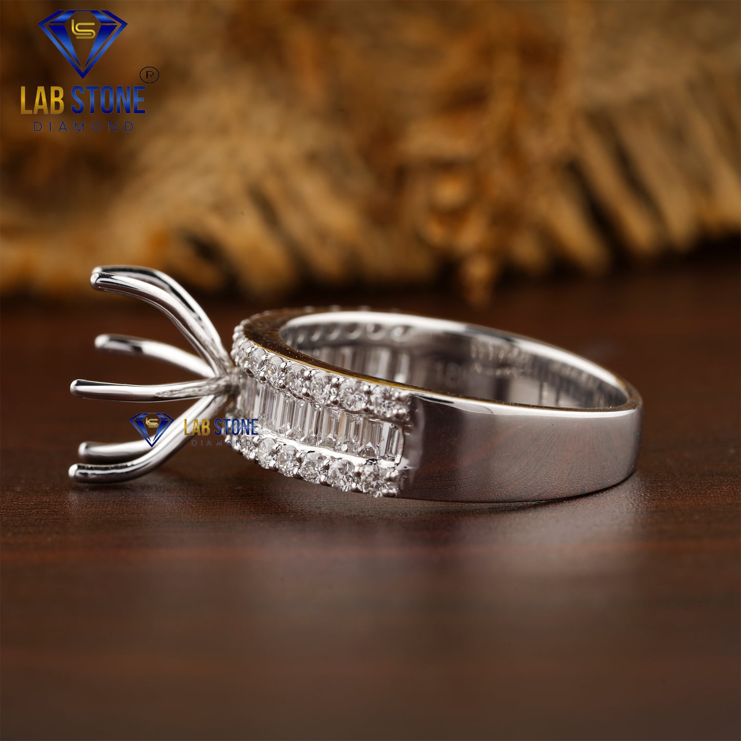 0.80 TDW Round & Baguette Cut Diamond Women’s Engagement Ring