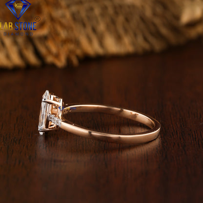 0.62 TDW Oval Rose Cut & Round Cut Diamond Women's Engagement Ring