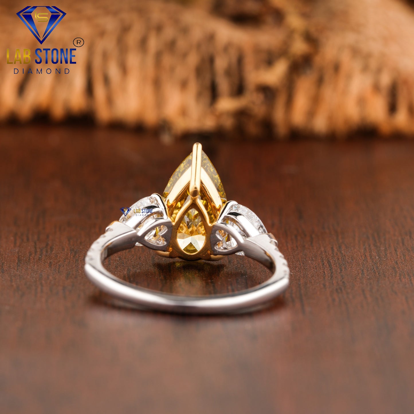 2.87 TDW Fancy Yellow Pear, Round & Heart Cut Women’s Engagement Diamond Ring