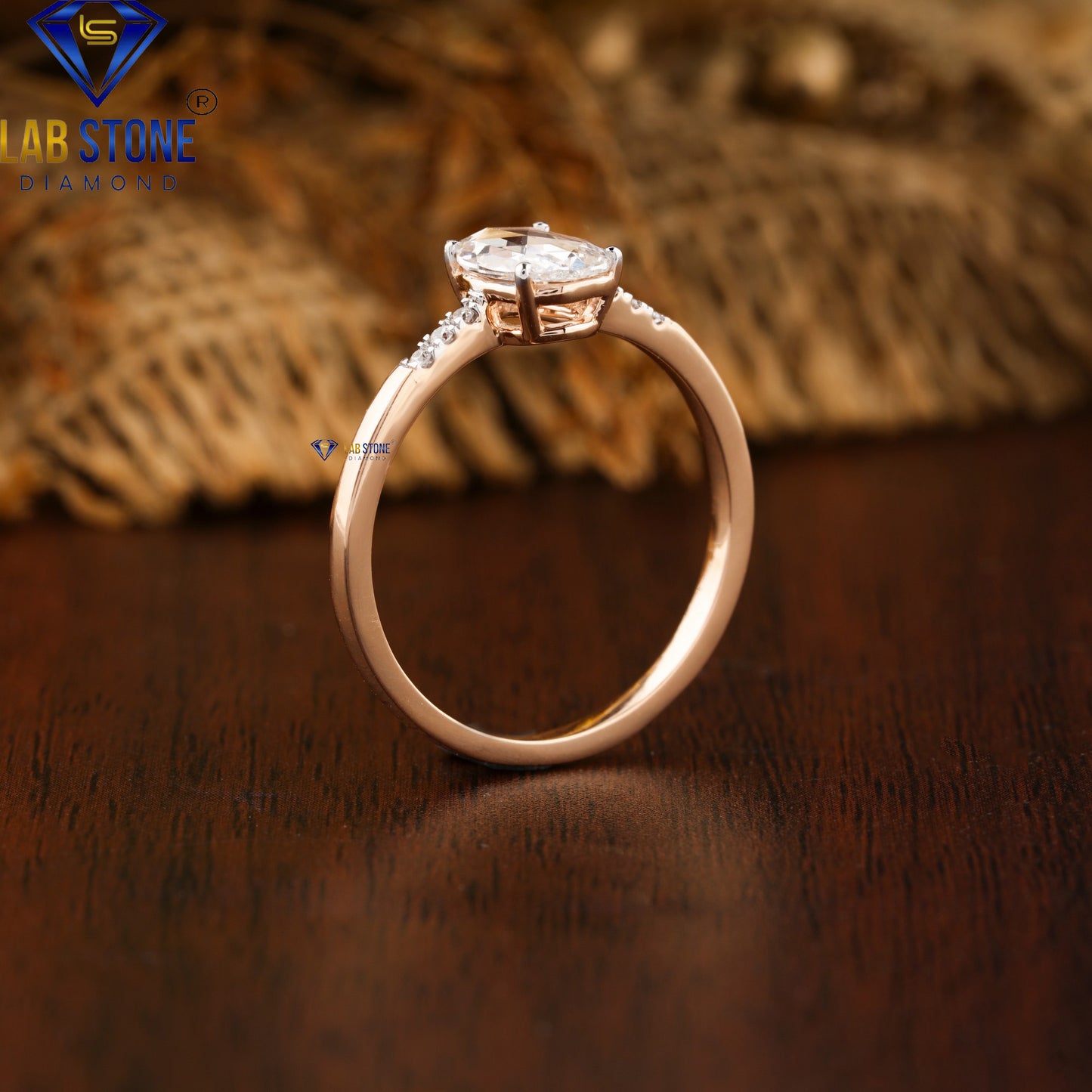 0.62 TDW Oval Rose Cut & Round Cut Diamond Women's Engagement Ring