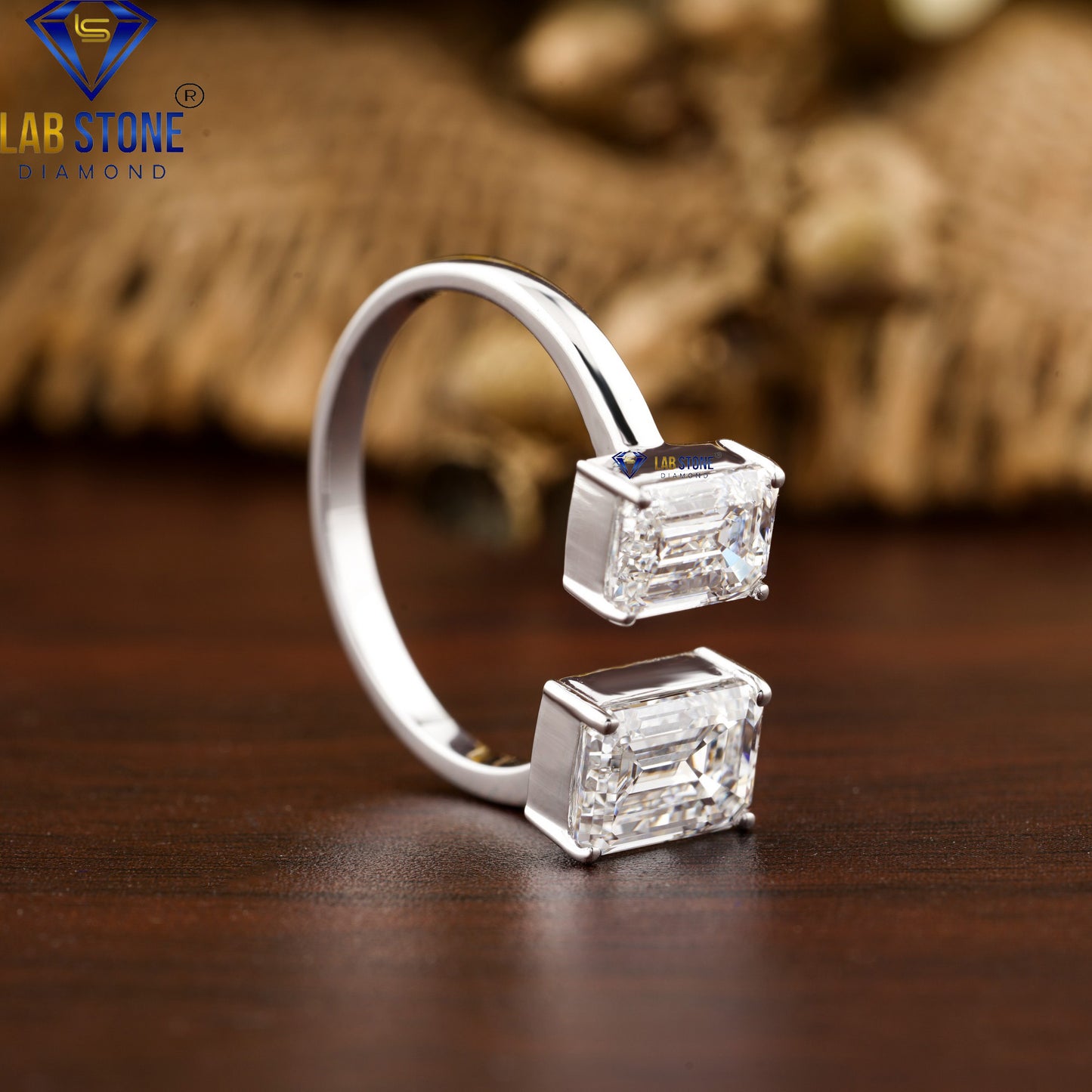 2.57 TDW Emerald Cut Diamond women's Engagement Ring