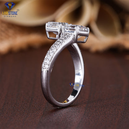 3.92 TDW Asscher & Round Cut Diamond Women's Engagement Ring