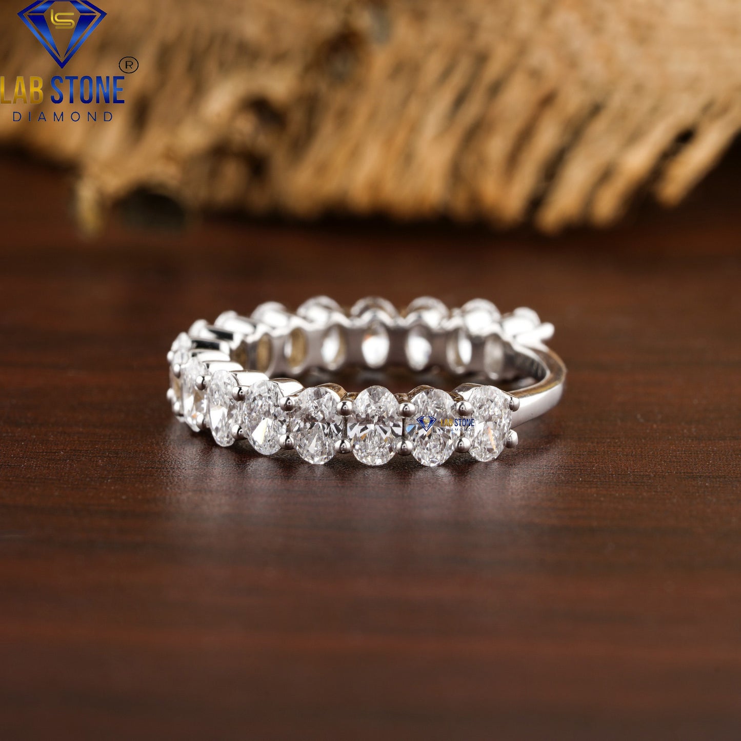 1.92 TDW Oval Cut Women’s Diamond Half Eternity Band