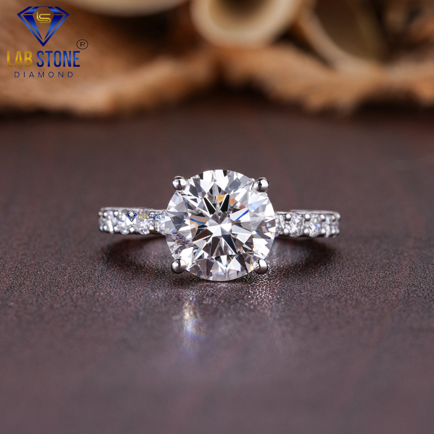 3.78 TDW Round Cut Diamond women's Hidden Halo Ring