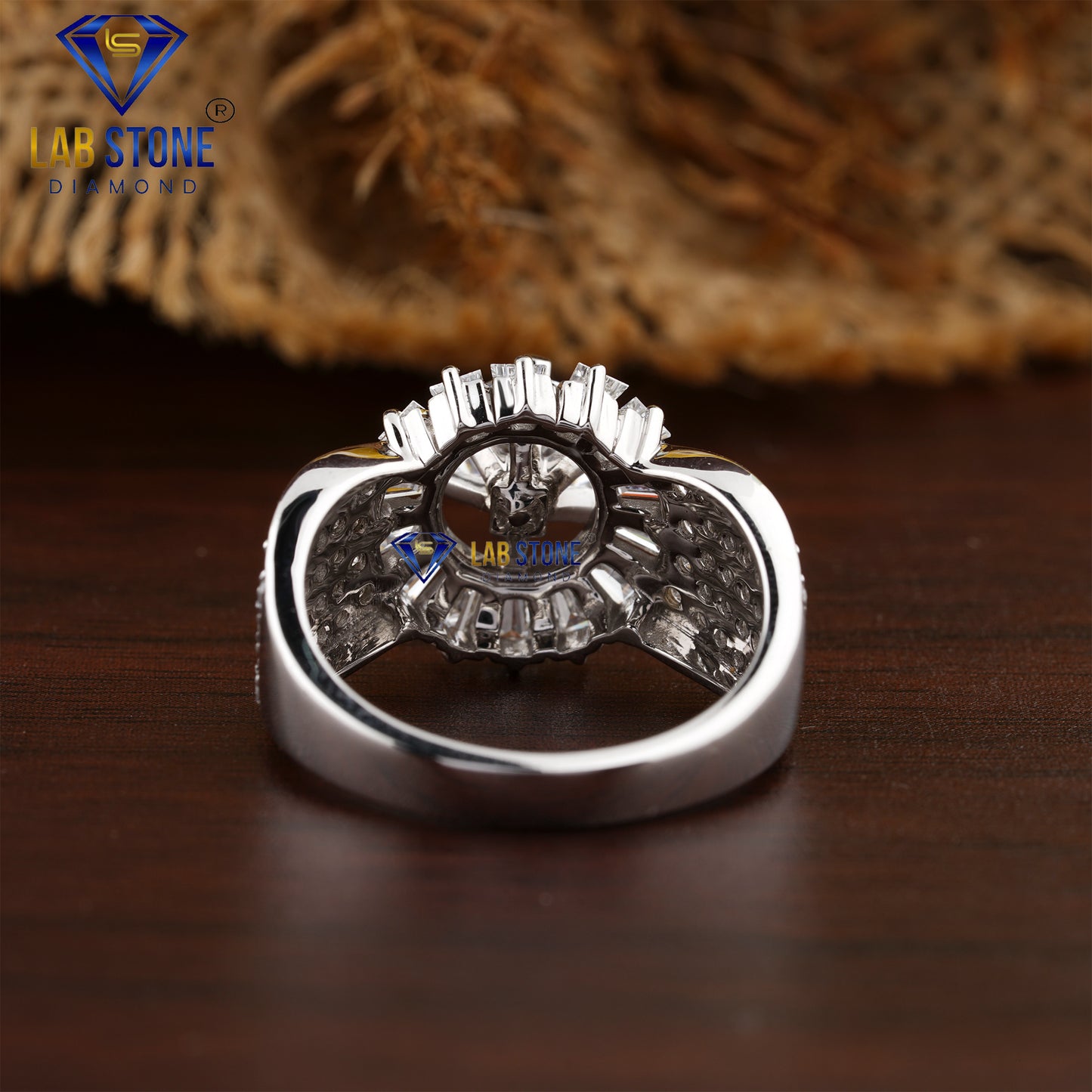 3.12 TDW Baguette and Round Diamond Ring for Women