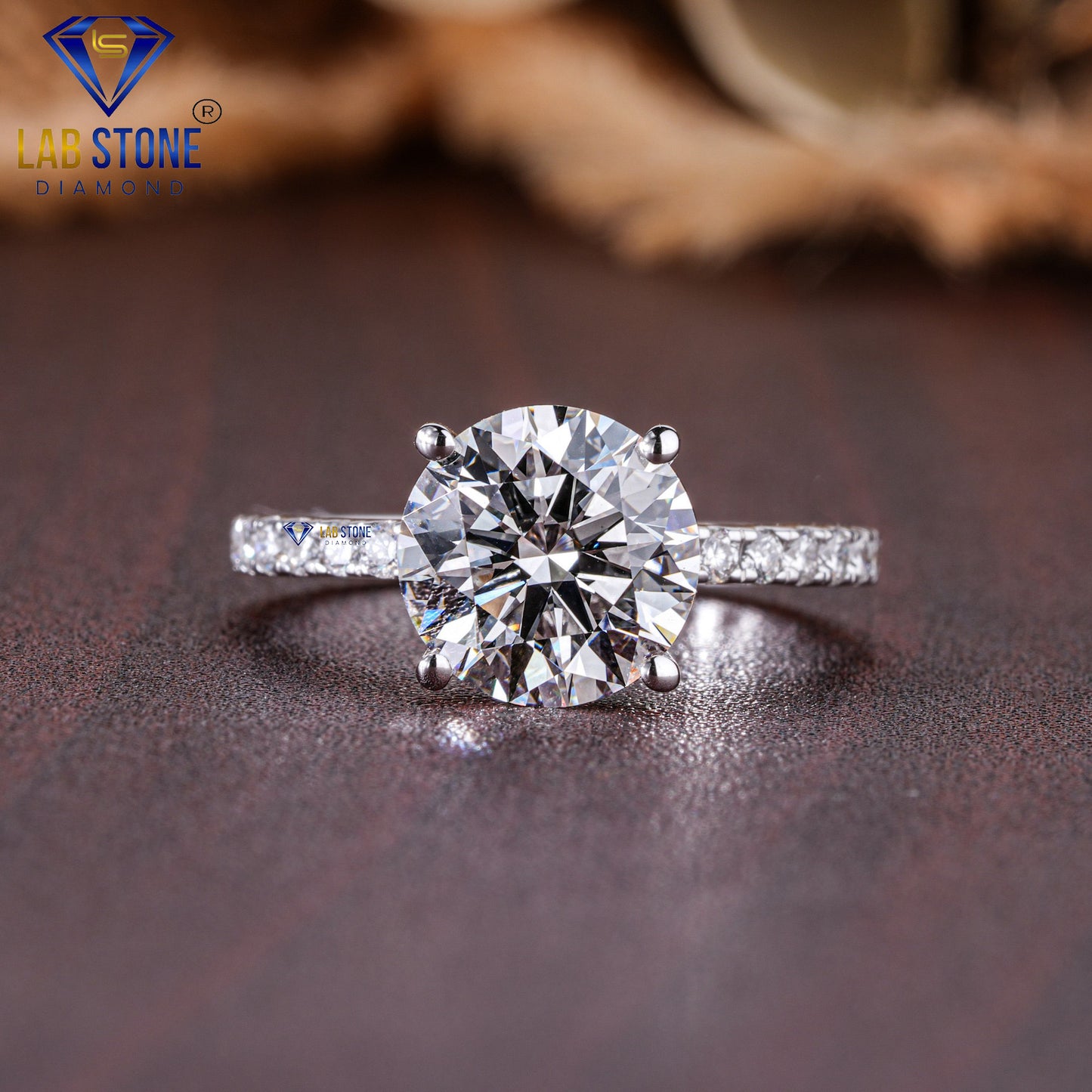 2.98 TDW Round Cut Diamond Women's Hidden-Halo Engagement Ring