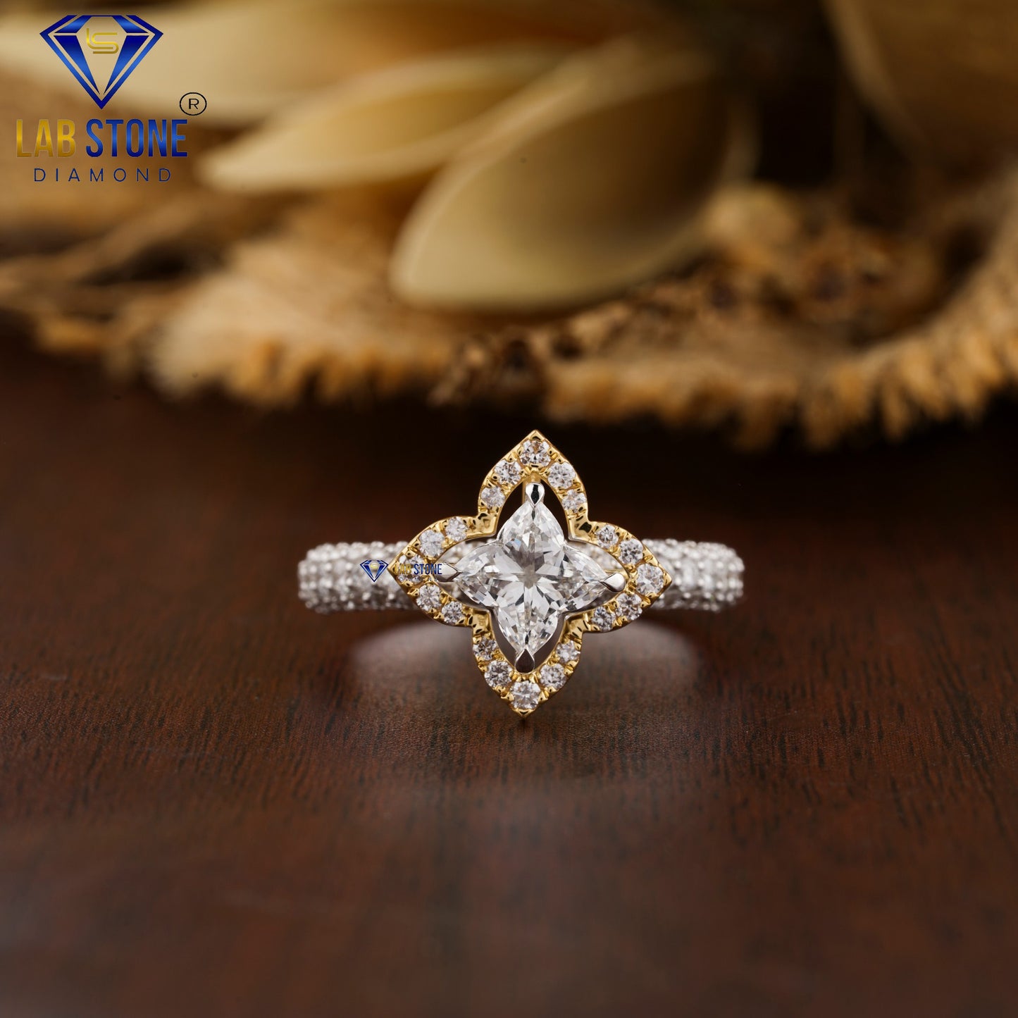 1.98 TDW Custom Cut & Round Cut Women’s Halo Diamond Ring