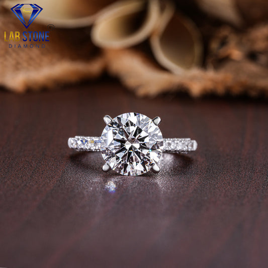 4.56 TDW Round Cut Diamond Women's Hidden Halo Engagement Ring