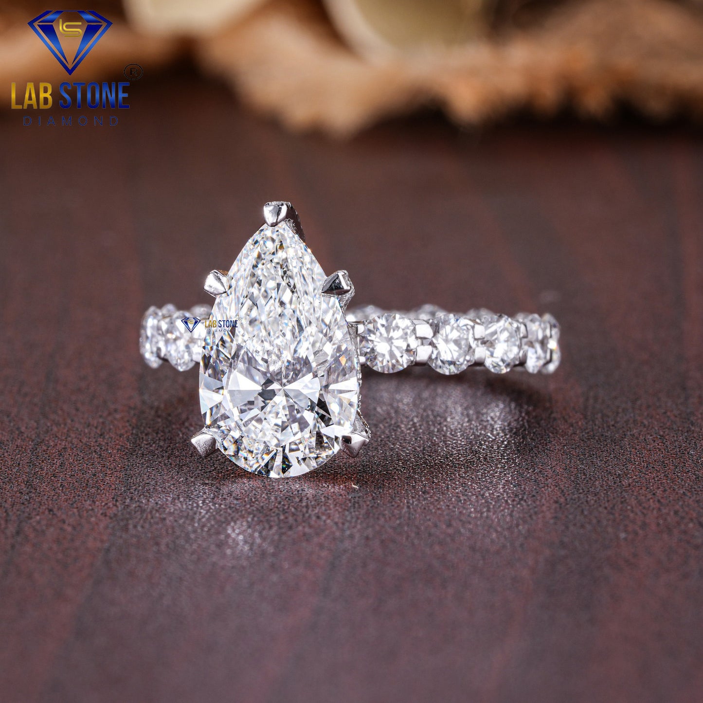 Pear & Round Cut Diamond Halo Ring 5.11 TDW