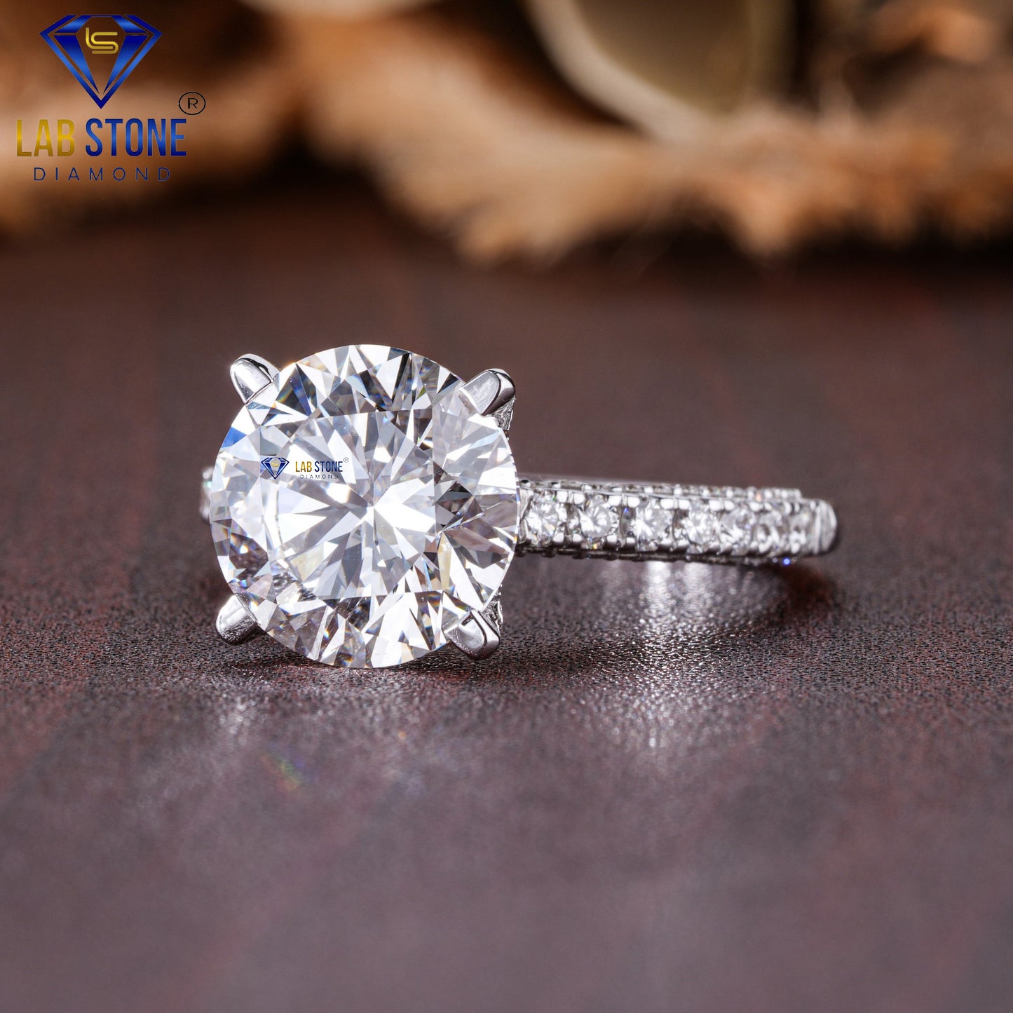 4.56 TDW Round Cut Diamond Women's Hidden Halo Engagement Ring