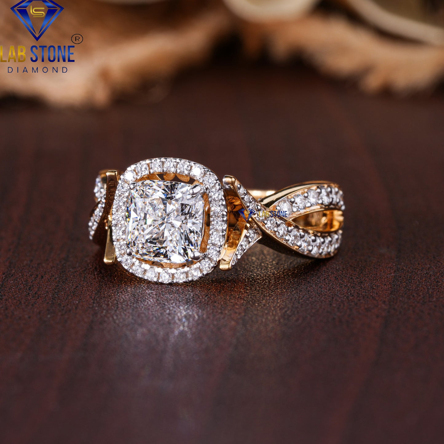 2.154 TDW Cushion & Round Cut Diamond Women's Engagement Ring