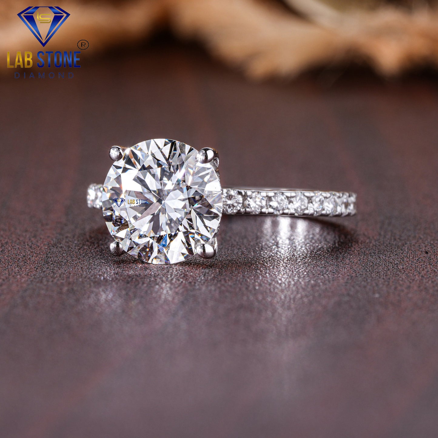 2.98 TDW Round Cut Diamond Women's Hidden-Halo Engagement Ring