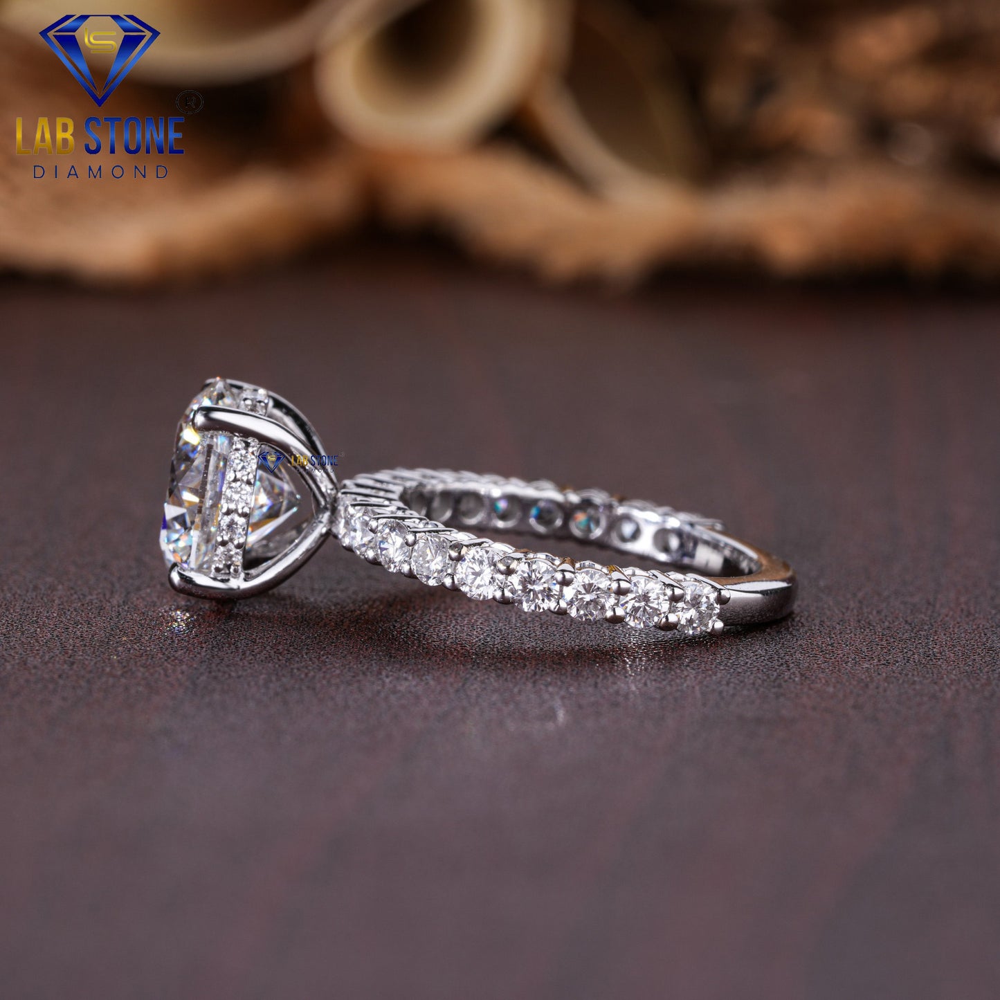 3.78 TDW Round Cut Diamond women's Hidden Halo Ring