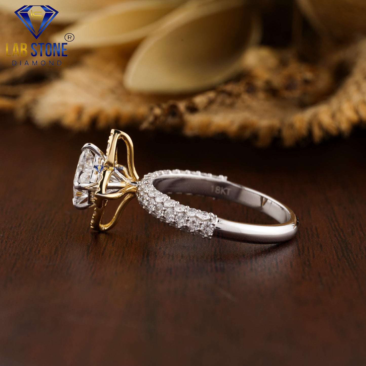 1.98 TDW Custom Cut & Round Cut Women’s Halo Diamond Ring