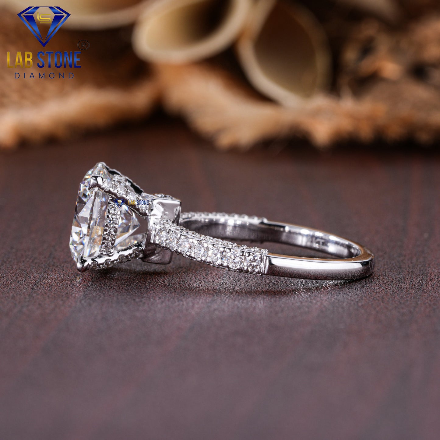 4.56 TDW Round Cut Diamond Women's Hidden Halo Engagement Ring