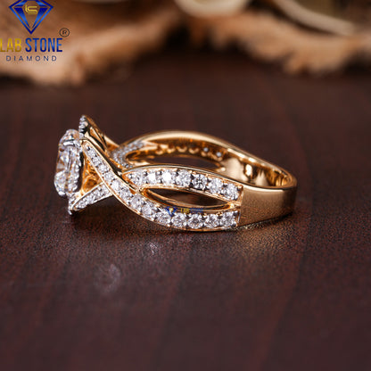 2.154 TDW Cushion & Round Cut Diamond Women's Engagement Ring