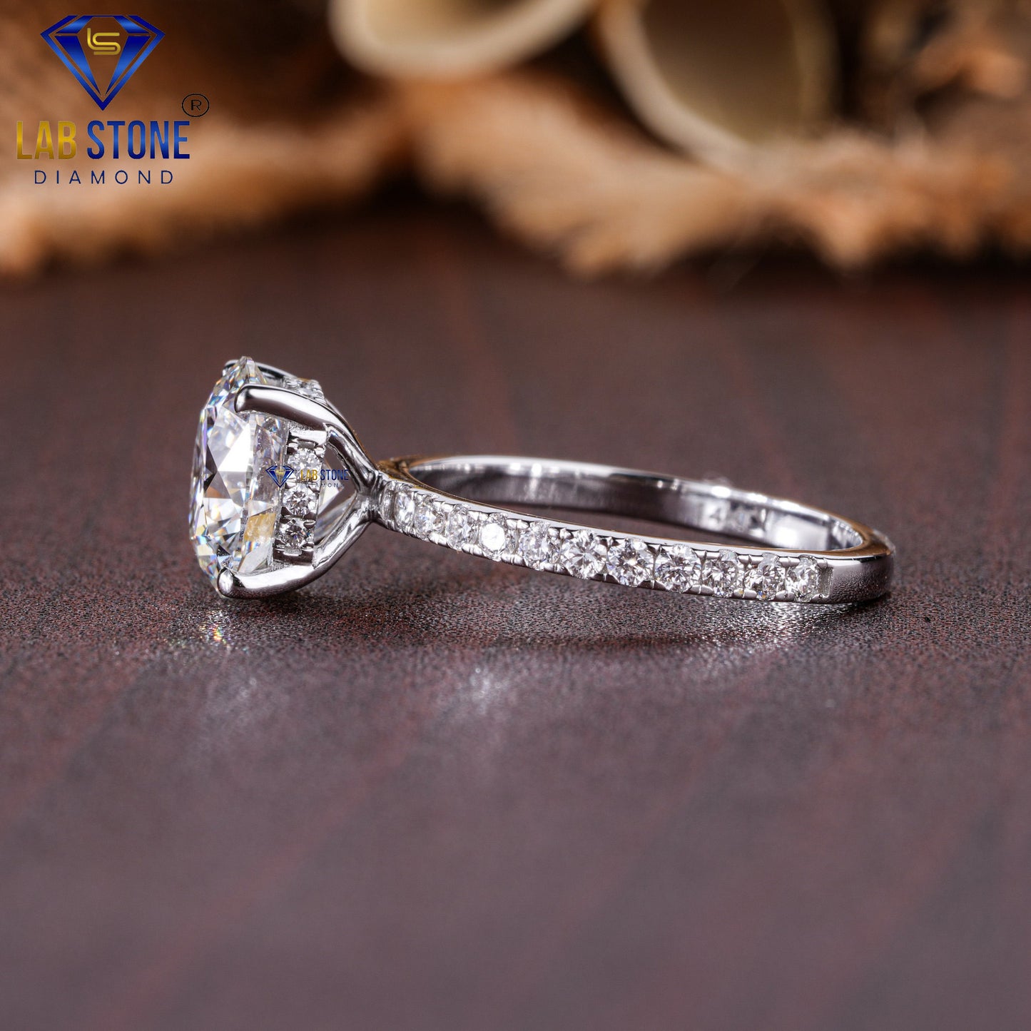 2.98 TDW Round Cut Diamond Women's Hidden-Halo Engagement Ring
