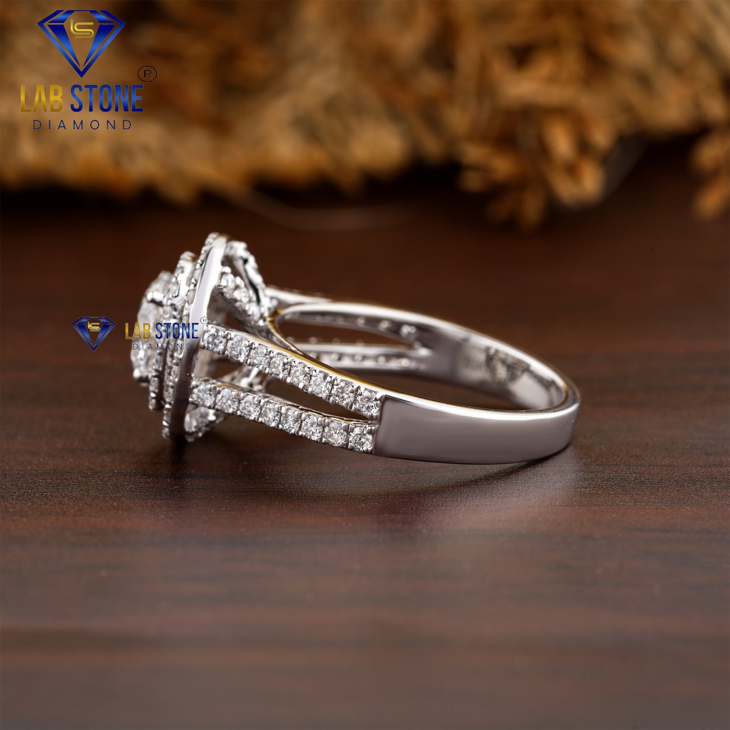 1.78 TDW Round Cut Women’s Double Halo Diamond Ring