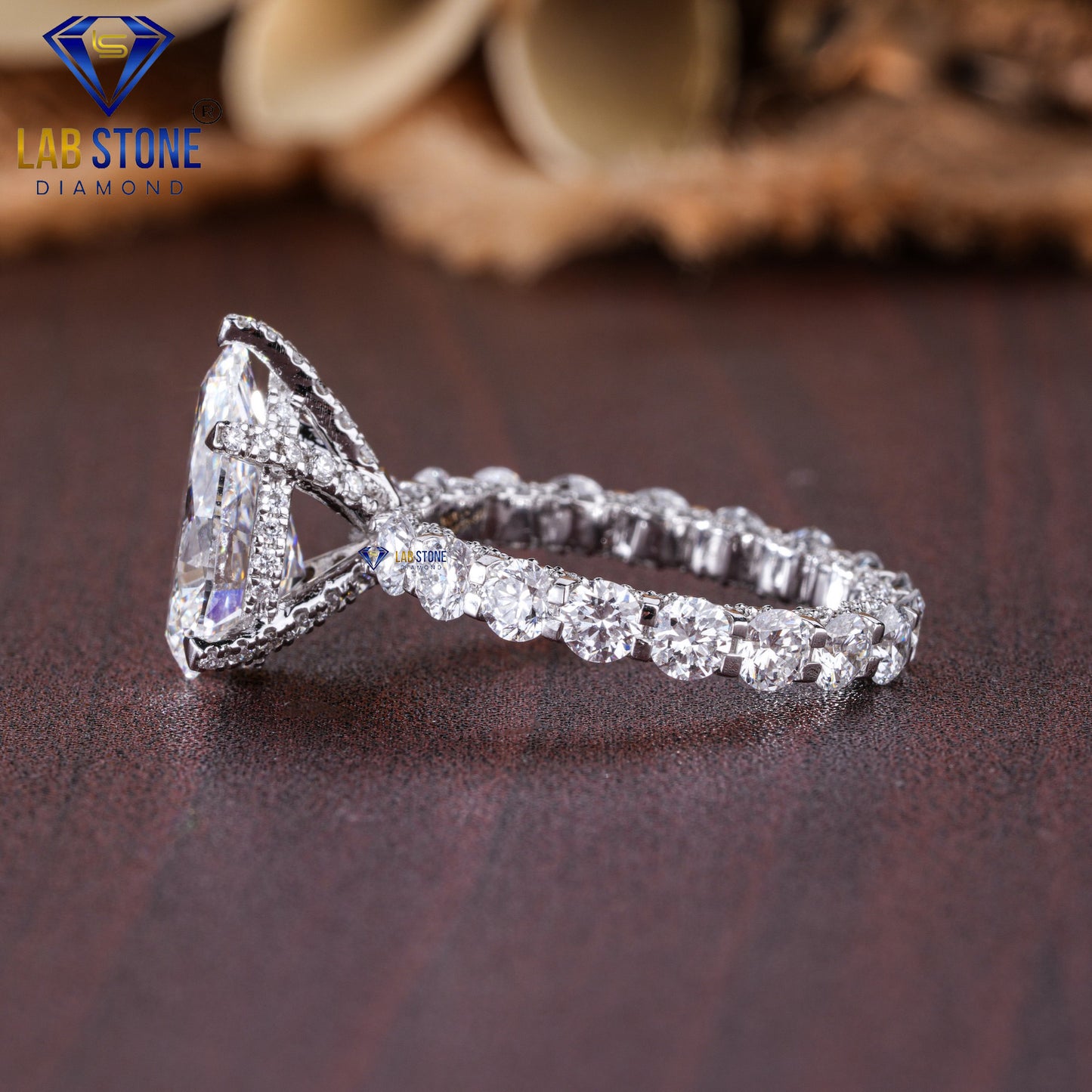 Pear & Round Cut Diamond Halo Ring 5.11 TDW