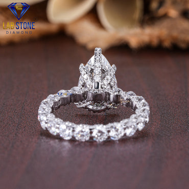 Pear & Round Cut Diamond Halo Ring 5.11 TDW