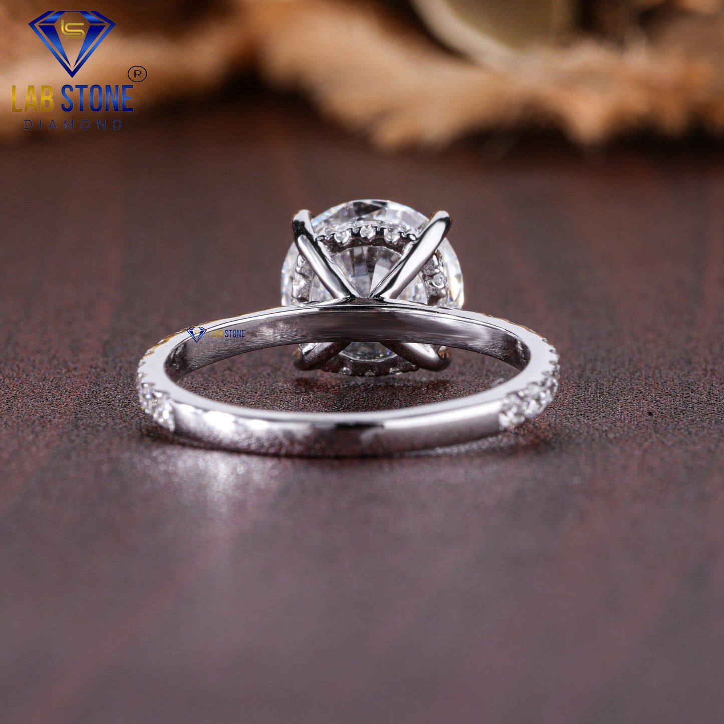 2.98 TDW Round Cut Diamond Women's Hidden-Halo Engagement Ring