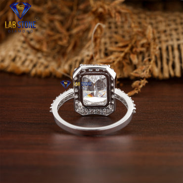 3.78 TDW Radiant and Round Cut Diamond Halo Ring