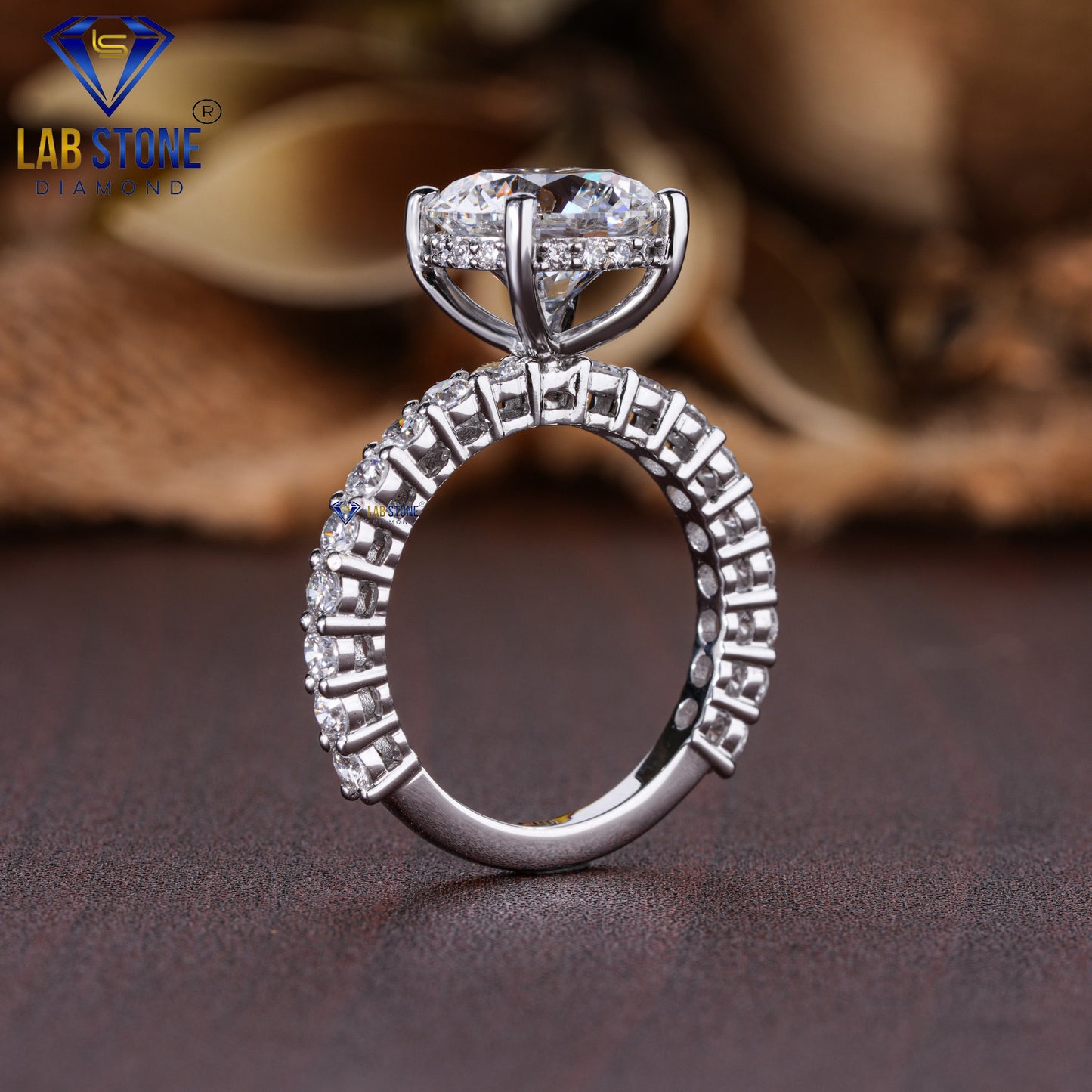 3.78 TDW Round Cut Diamond women's Hidden Halo Ring