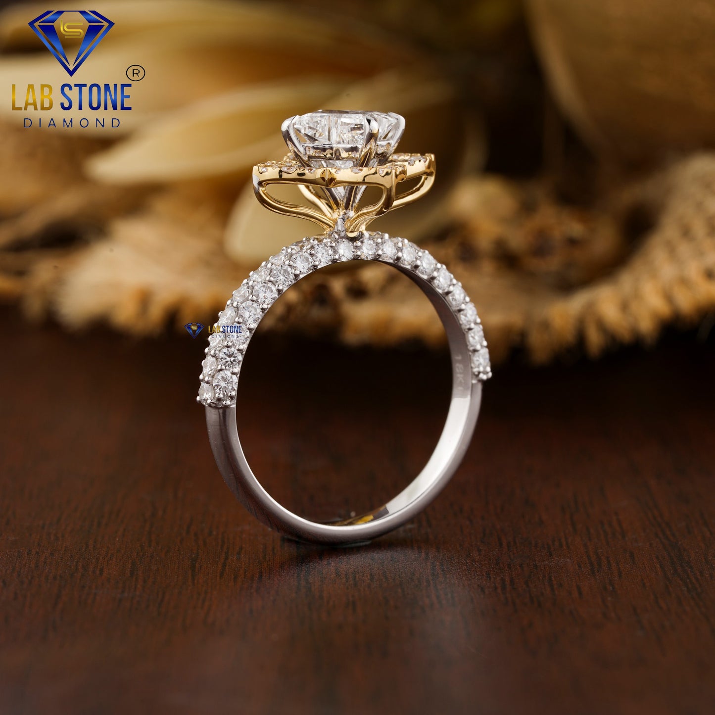 1.98 TDW Custom Cut & Round Cut Women’s Halo Diamond Ring