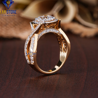 2.154 TDW Cushion & Round Cut Diamond Women's Engagement Ring