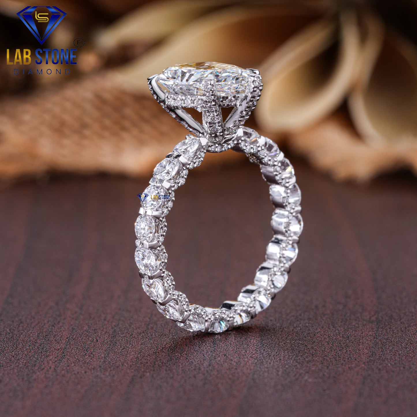 Pear & Round Cut Diamond Halo Ring 5.11 TDW