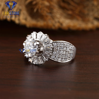 3.12 TDW Baguette and Round Diamond Ring for Women