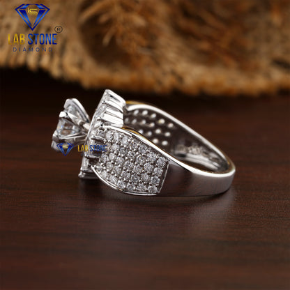3.12 TDW Baguette and Round Diamond Ring for Women