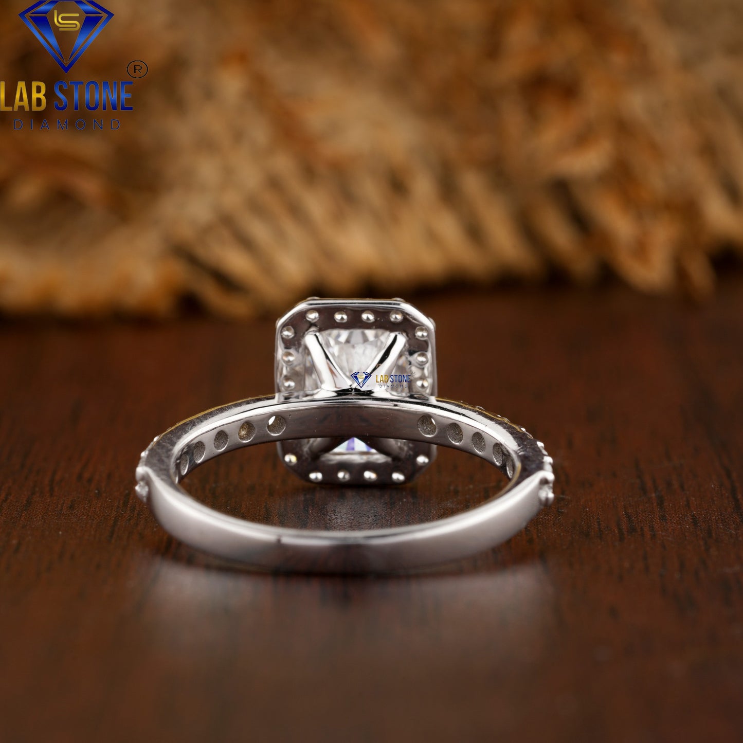 2.01 TDW Radiant & Round Cut Diamond Halo Ring