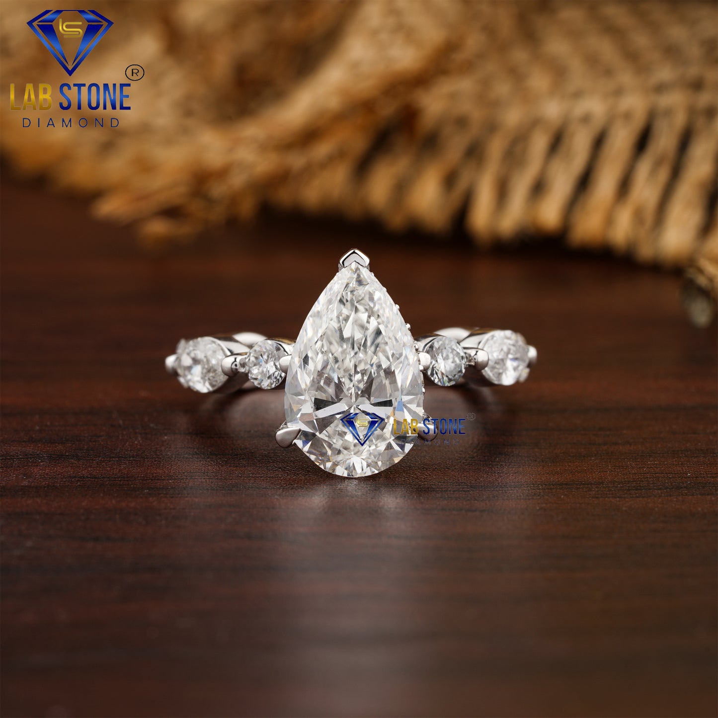 4.20 TDW Pear, Marquise & Round Cut Women’s Hidden Halo Diamond Ring