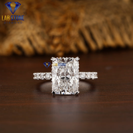 3.90 TDW Radiant & Round Cut Women’s Hidden Halo Diamond Ring