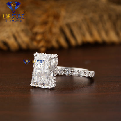 3.90 TDW Radiant & Round Cut Women’s Hidden Halo Diamond Ring