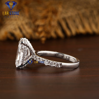 3.90 TDW Radiant & Round Cut Women’s Hidden Halo Diamond Ring