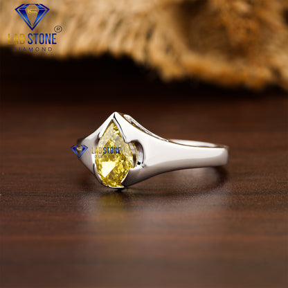 1.07 TDW Fancy Yellow Pear Cut Daimond Women’s Solitaire Ring