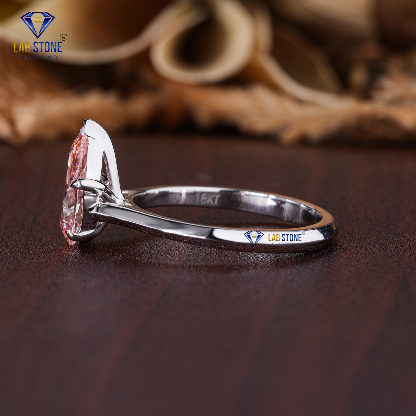 2.01 TDW Fancy Pink Pear Cut Diamond Women's Solitaire Ring