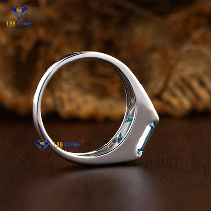 0.99 TDW Fancy Blue Emerald Cut Diamond Women’s Solitaire Ring