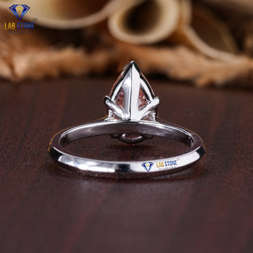 2.01 TDW Fancy Pink Pear Cut Diamond Women's Solitaire Ring