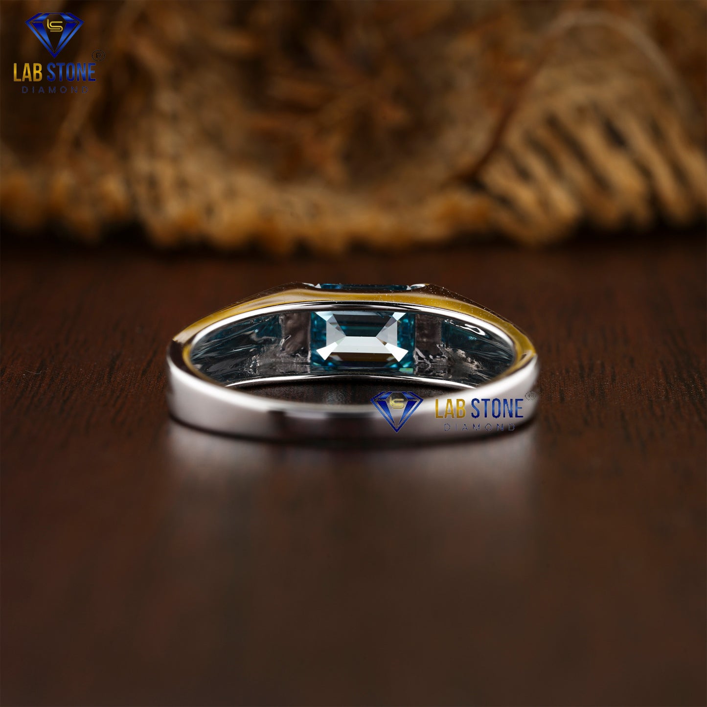 0.99 TDW Fancy Blue Emerald Cut Diamond Women’s Solitaire Ring