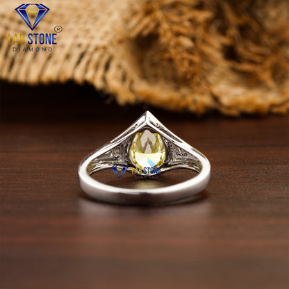 1.07 TDW Fancy Yellow Pear Cut Daimond Women’s Solitaire Ring
