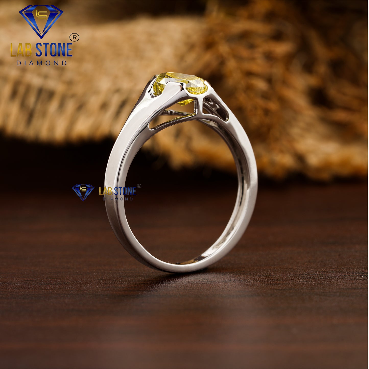 1.07 TDW Fancy Yellow Pear Cut Daimond Women’s Solitaire Ring