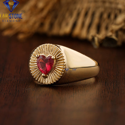 0.22 TDW Fancy Red Heart Cut Gemstone Men’s Solitaire Ring