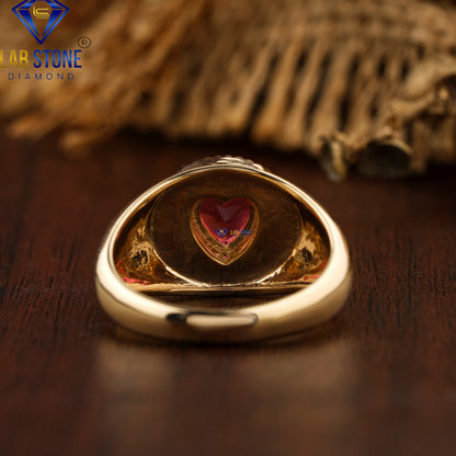 0.22 TDW Fancy Red Heart Cut Gemstone Men’s Solitaire Ring