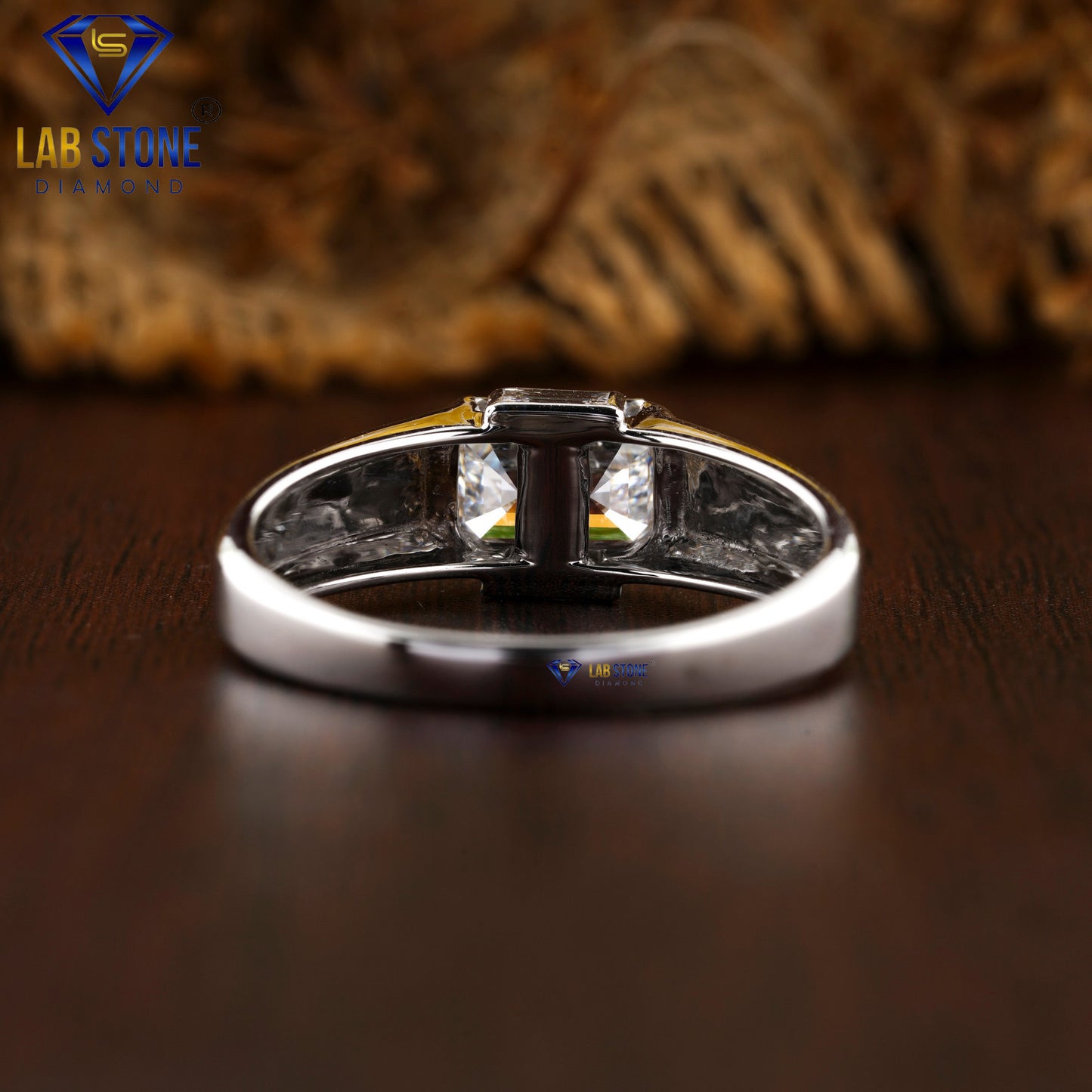 1.70 TDW Emerald & Baguette Cut Diamond Men's Solitaire Ring