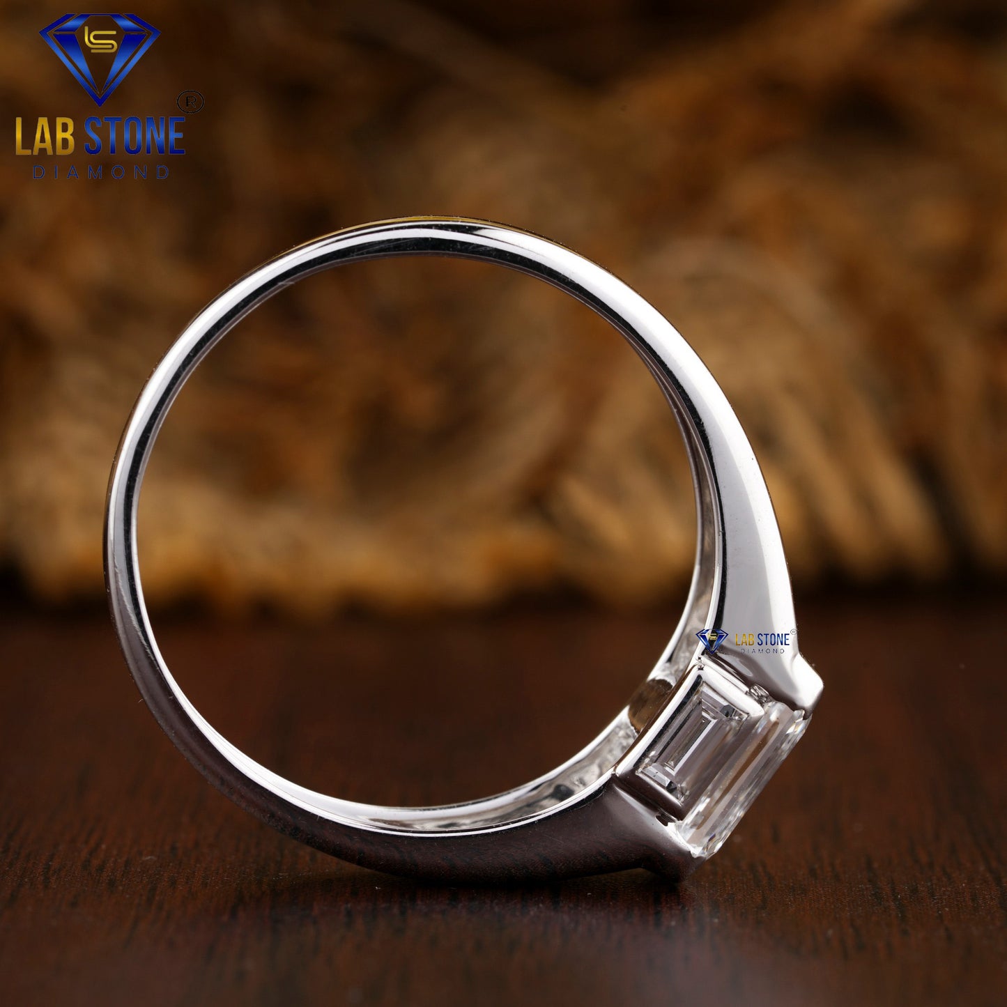 1.70 TDW Emerald & Baguette Cut Diamond Men's Solitaire Ring