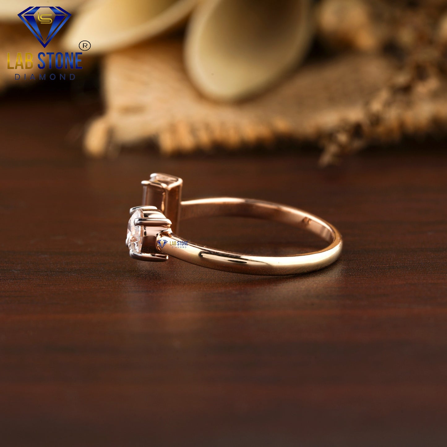 0.56 TDW Round & Baguette Cut Diamond Women’s Engagement Ring