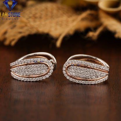 0.72 TDW Round Cut Diamond Hoop Earrings